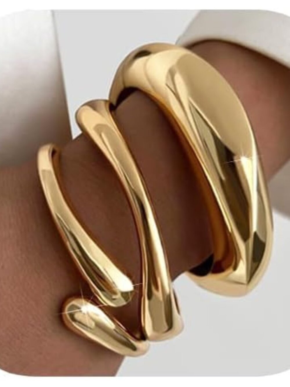 Gold Bracelets for Women Teens Trendy Chunky Adjustable Twist Cuff Bracelet Jewe
